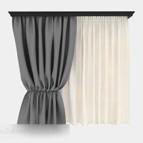 Home Grey Yellow Double Curtain 3d model