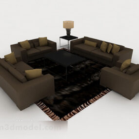 家居简单棕色沙发套装3d模型