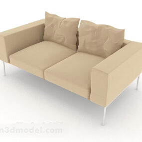 Home Simple Leisure Brown Double Sofa 3d model