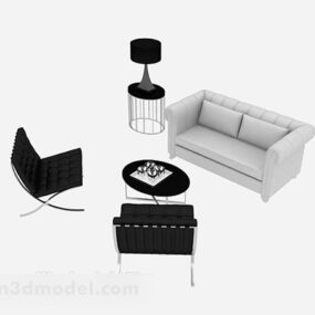 Simple Living Room Table And Chair 3d model