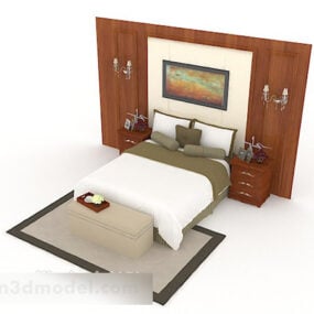 Home Simple White Double Bed 3d model