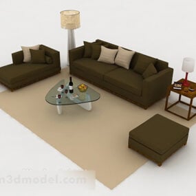 3д модель домашнего простого оливково-зеленого дивана