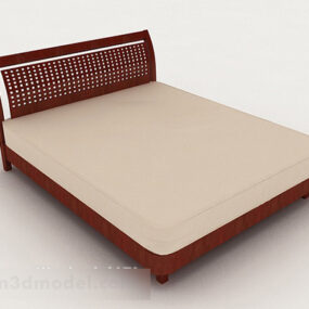 Home Simple Red Brown Double Bed 3d model