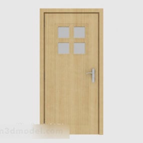 Porte de chambre simple en bois massif pour la maison modèle 3D