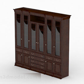 3д модель домашнего простого деревянного книжного шкафа и мебели