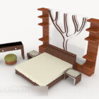 Domácí jednoduchá dřevěná manželská postel