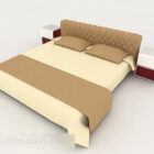 Domácí jednoduchá dřevěná manželská postel V1