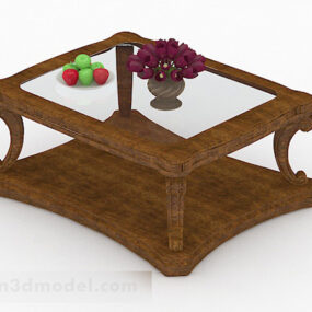 עיצוב שולחן קפה מעץ מלא לבית דגם תלת מימד