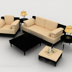 نموذج أريكة منزلية دافئة باللون الأصفر ثلاثي الأبعاد