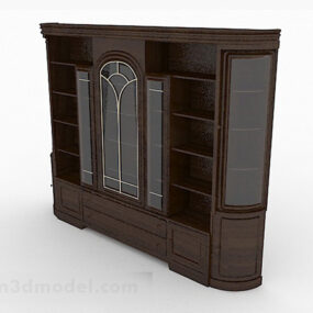 Modelo 3d de estante de madeira marrom para casa