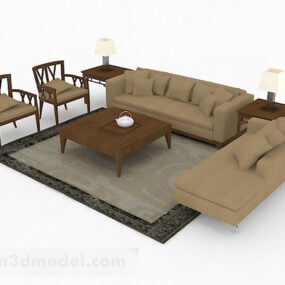 3д модель коричневого деревянного дивана
