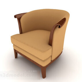 Home Wood Brown Leisure Single Sofa 3d model