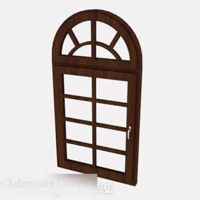 Home Wooden Arched Door 3d model