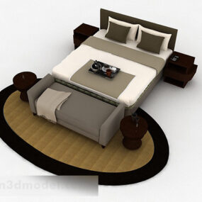 Home Wooden Double Bed 3d model