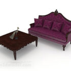Accueil Double canapé violet en bois