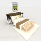 Domácí dřevěná teplá žlutá manželská postel