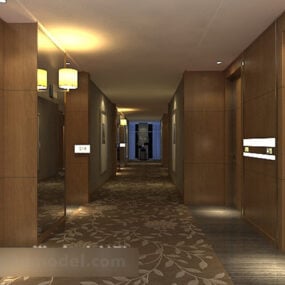 Hotel Club Hall Pasillo Pasillo Interior Modelo 3d