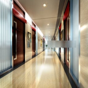Hotel Corridor Interior 3d-modell