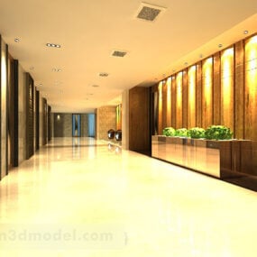 Model 3d Interior Koridor Lift Hotel