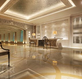Modelo 3D de interior de design de salão de hotel de luxo