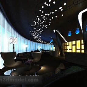 مدل 3 بعدی داخلی باشگاه تفریحی هتل
