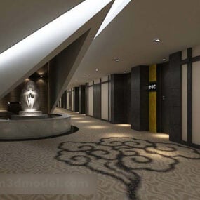 3D model interiéru dlouhé chodby hotelu