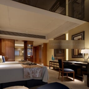مدل سه بعدی داخلی اتاق استاندارد هتل