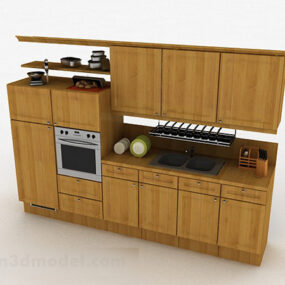 Houten keukenkast aan één kant 3D-model