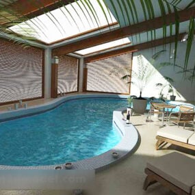 Thiết kế bể bơi trong nhà Mô hình nội thất 3d