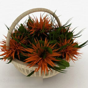 Interior Decoration Orange Flower 3d model