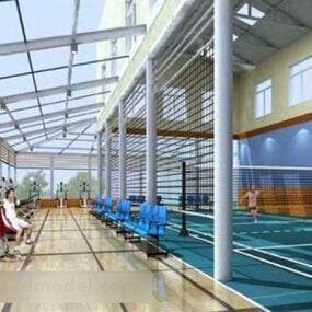 3D model interiéru mezinárodního badmintonového kurtu