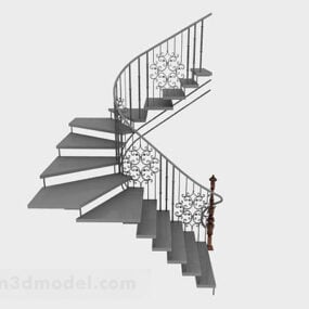 Escaliers en fer avec main courante décorative modèle 3D