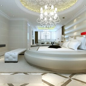 Jane's Schlafzimmer-Innenraum mit rundem Bett, 3D-Modell