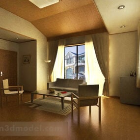 Model 3D wnętrza japońskiego salonu