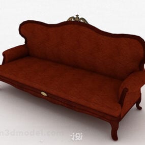 3д модель винтажного коричневого домашнего двухместного дивана и мебели