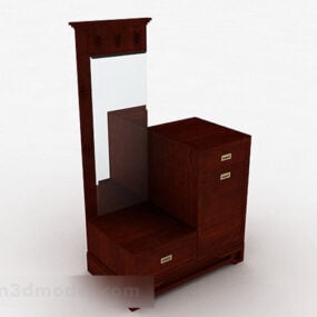 Wooden Wardrobe With Mirror 3d model
