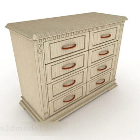 Khaki Wooden Cabinet 3d model