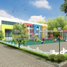 Modello 3d della costruzione della scuola materna europea