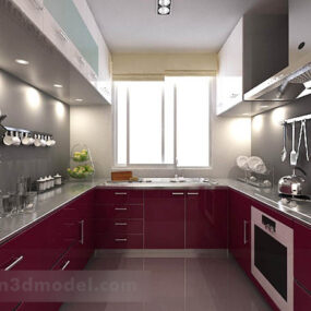 Modello 3d degli interni di progettazione della cucina