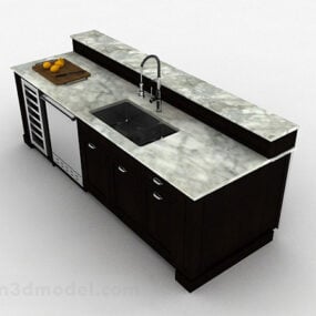 Marmorplate med kjøkkenvask 3d-modell