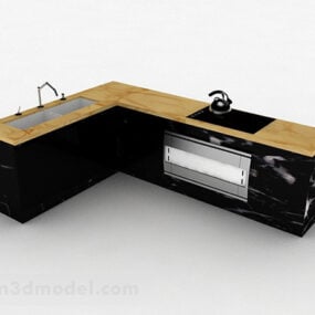 L-förmiges 3D-Modell eines Küchenschranks aus Marmor