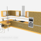 L-образный простой деревянный кухонный шкаф