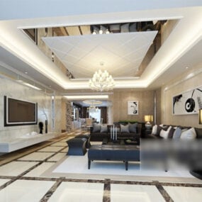 Large Apartment Living Room Interior 3d model