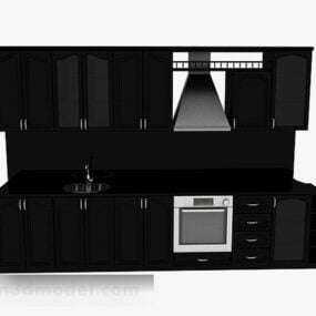 ヨーロピアンブラック上部下部キッチンキャビネット3Dモデル