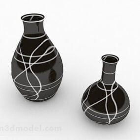 黒の背景に白のラインのファッション花瓶3Dモデル