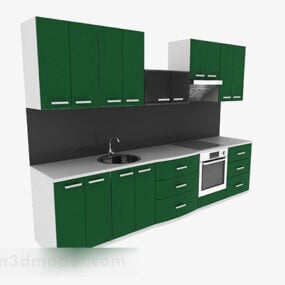モダンなグリーンの上下キッチン3Dモデル