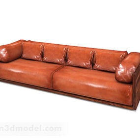 3д модель коричневого кожаного дивана для гостиной
