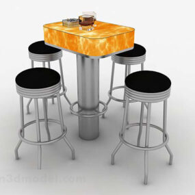 طقم طاولة وكرسي بار منزلي نموذج ثلاثي الأبعاد