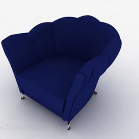 ספה יחידה מבד כחול דגם תלת מימד