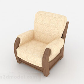 أريكة مفردة خشبية باللون الأصفر ثلاثية الأبعاد
